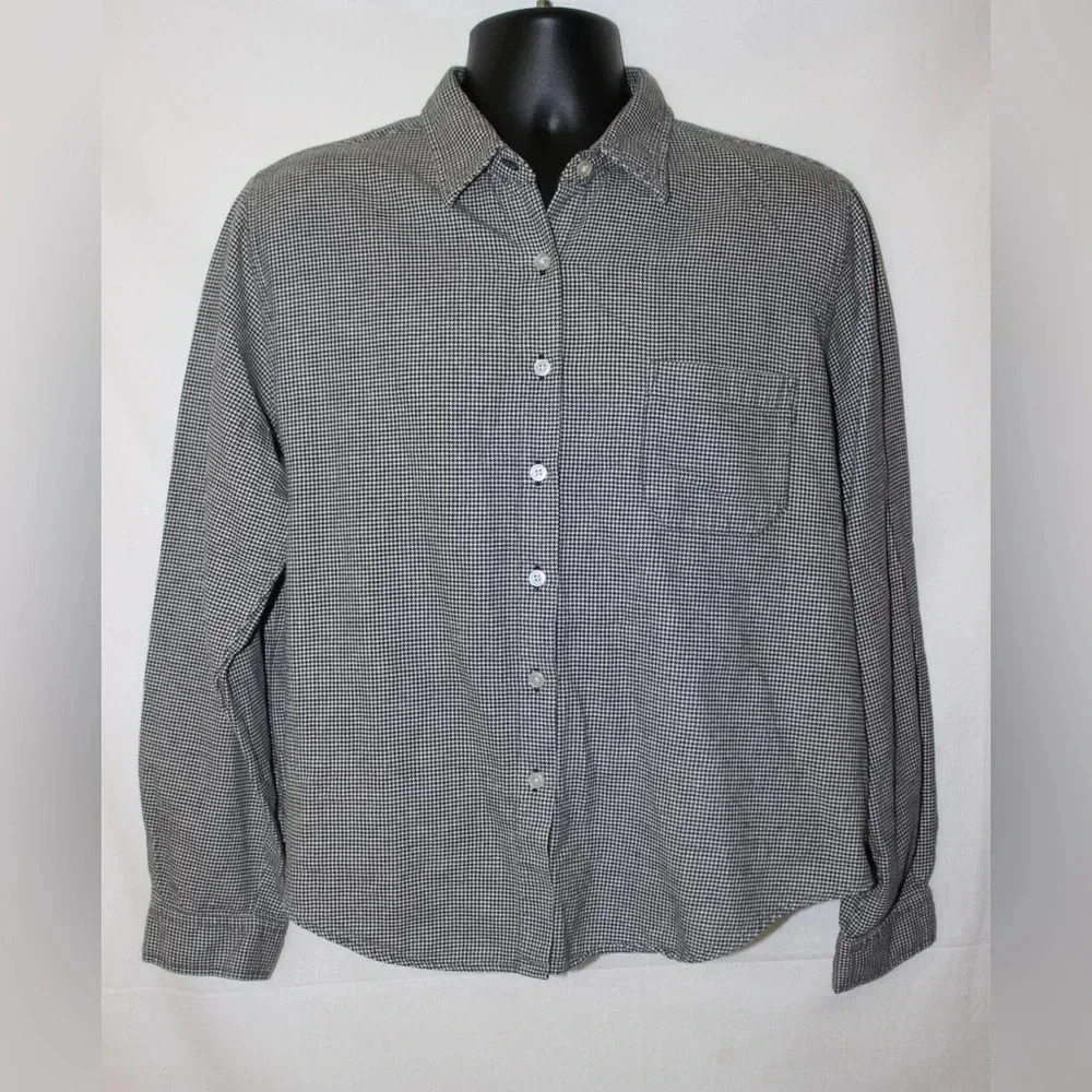Women’s Pendleton Cotton Houndstooth Long Sleeve Button Down Shirt Size XL